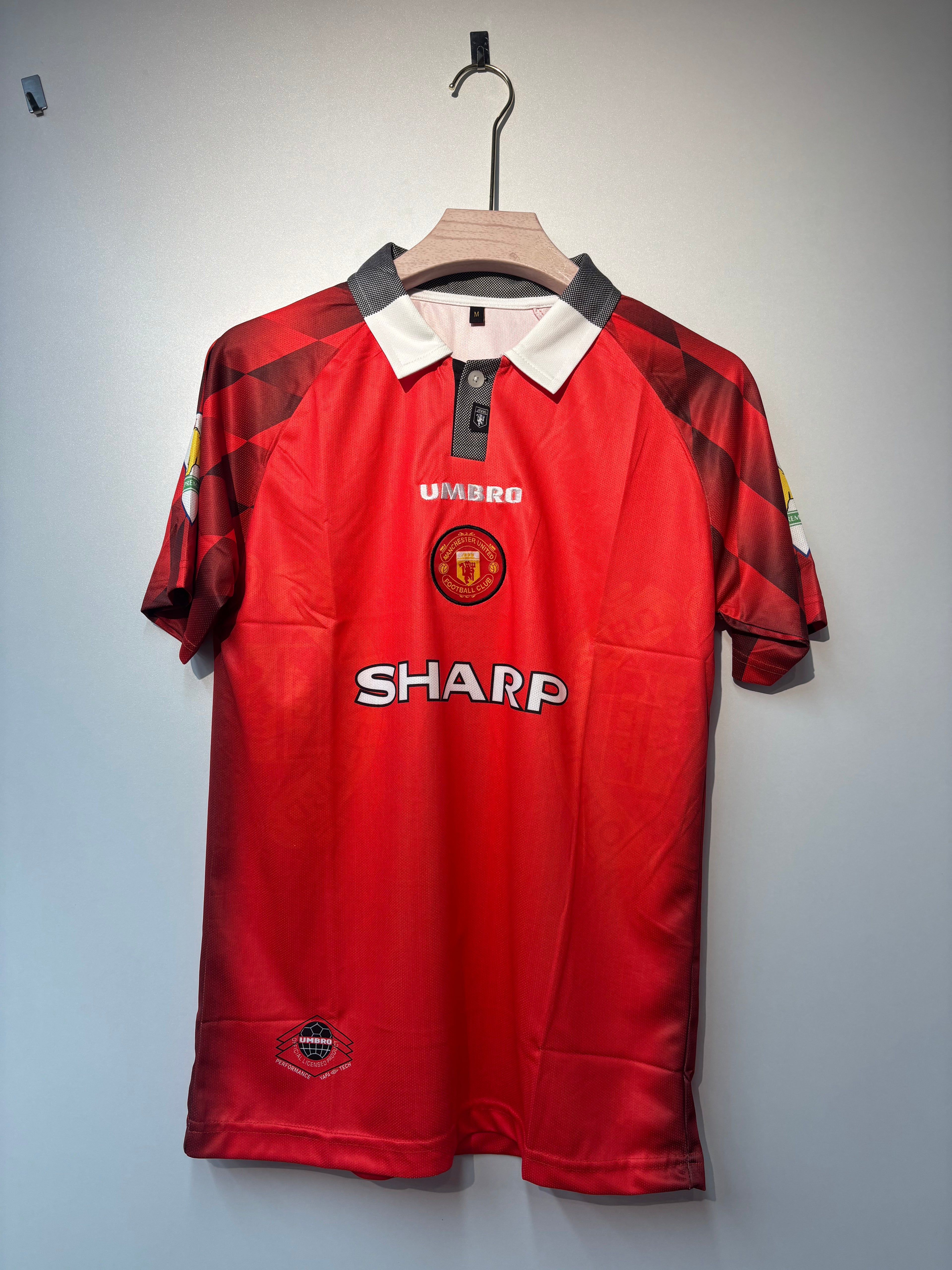BECKHAM MANCHESTER UNITED POLO 1996-98 HOME KIT EMBROIDERY